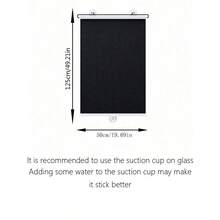 无需钻孔遮光百叶窗带 3 个吸盘黑色可伸缩卷帘便携式窗帘适用于家庭办公室汽车