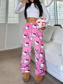 Sanrio 2pcs  Women Thermal Lined Pants, Warm & Cozy For Autumn/Winter