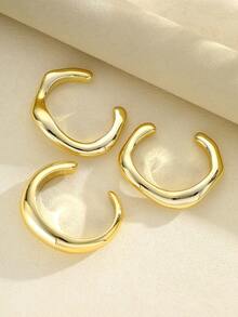 3/1pc Vintage Elegant Bohemian Style CCB Material Lightweight Delicate Wavy Open Bangle Bracelet Set, Suitable For Women's Daily, Party, Date, Vacation Wear, Stackable, Perfect Gift Choice - Gold - View 5