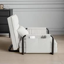 Anajqaqia Canapé-lit pliant 3 en 1 avec oreillers, réglable en 5 positions, fauteuil canapé de sol avec fonction couchage, canapé-lit rembourré, fauteuil inclinable pour bureau à domicile, canapé-lit pour lit simple, extensible, canapé-lit rembourré, fauteuil inclinable pour bureau à domicile - Beige - Voir 6