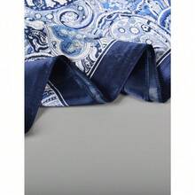 1pc Paisley Pattern Bandana Women Head Scarf Fashion Head Scarf Bandana,Hair Band,Head Band Ideal For Dressing Up Your Look - 藏蓝色 - 查看 3
