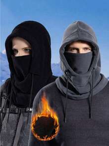 1 件男女款保暖防风冬帽，户外羊毛帽，山地自行车骑行防风头套，摩托车面罩帽，一体式防寒围巾帽，适合摩托车骑行 - 完美的户外礼物滑雪面罩