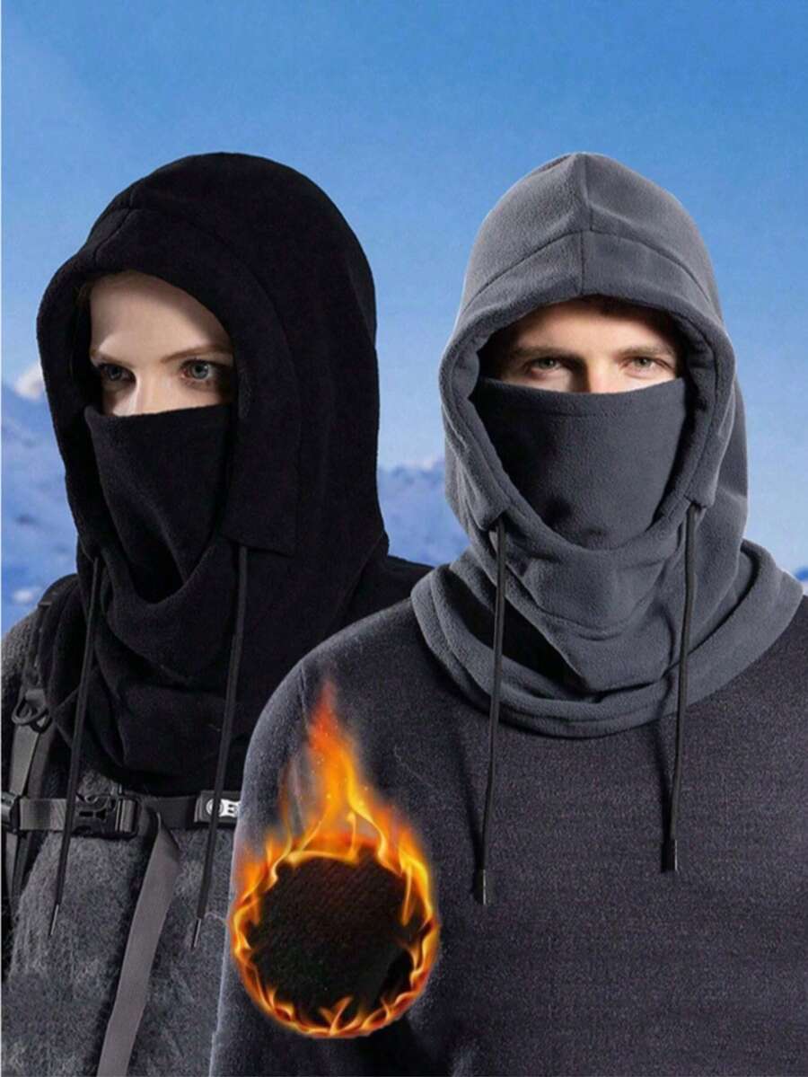 1 件男女款保暖防风冬帽，户外羊毛帽，山地自行车骑行防风头套，摩托车面罩帽，一体式防寒围巾帽，适合摩托车骑行 - 完美的户外礼物滑雪面罩