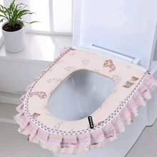 1个亚麻包边防水拉链马桶坐垫，大直径，可水洗，四季皆宜 - 彩色 - 查看 7