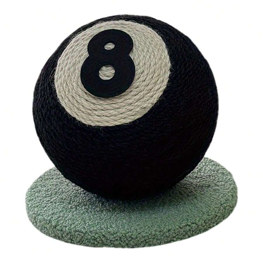 Interactive Vertical Hemp Cord Cat Scratch Post With 8 Or 9 Orange Fruit Balls - Durable Hairless Cat Toy For Indoor Climbing, Scratching And Playing - 黑色八號撞球形狀 - 查看 1