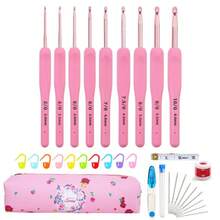 Bộ 9 móc len kèm hộp đựng, bộ móc len cán mềm, dụng cụ đan len thủ công DIY (kim đan nhiều màu và bút đánh dấu mũi đan) - Nhiều màu - Xem 2