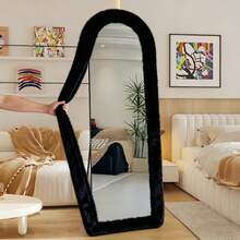 1pcs Fluffy Mirror Cover - 64"X21" Full Length Stretch Universal Ultra Soft Non-Slip Cover Warm Home Decor For Bedroom Cloakroom, Gift For Girls - 彩色 - 查看 11