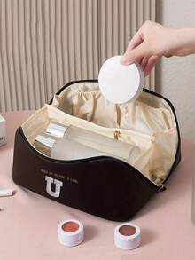 1pc Waterproof PU Leather Makeup Bag, Transparent Toiletry Bag, Large Capacity Travel & Swimming Bag, Dry & Wet Separation Cosmetic Organizer Bag, Portable Waterproof Toiletry Bag, Travel & Swimming Bag, Bathing & Fitness Organizer Bag, Transparent Waterproof Beach Bag, Oval Cylindrical Beach Tote, Transparent Beach Bag, Shoulder Bag, Swimming Bag, Bathing Organizer Bag - Multicolor - View 3