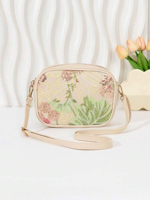 حقيبة كروس بودي نسائية جديدة بتصميم أنيق مزينة بالزهور والدانتيل، متعددة الاستخدامات وذات طابع عتيق للخروجات اليومية