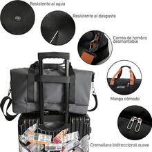 JeeLeeko Maleta Deportiva Bolsa para gym Diseño de Separación Húmedo y Seco Bolsa de viaje con ompartimento para Zapatos, para Hombres y Mujeres moda impermeable(Caqui) - gris - Ver 9