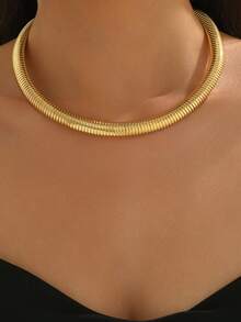 1 件优雅百搭时尚简约螺旋项链，适合女性日常佩戴