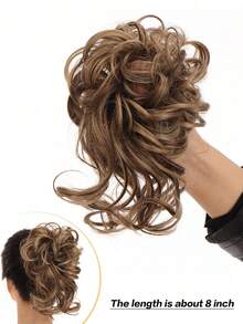 凌乱发髻发片波浪卷发合成发髻松紧带发髻假发圈马尾辫接发女款 - 彩色 - 查看 14