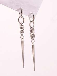 1 Pair Fashionable Punk Gothic Hip-Hop Unique Niche Cone Spike Alloy Earrings, Unisex For Daily Wear And Party Jewelry - Multicolor - View 3