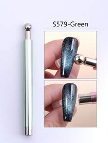 1支升级版猫眼美甲凝胶，带玻璃珠磁铁，粉色/银色/绿色/玫瑰金猫眼磁性指甲油，配有双头磁棒，磁吸力强，多功能美甲设计工具