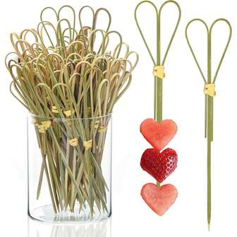 10-100件竹签、水果签、糖果棒。开胃菜、蛋糕、甜点，适合生日、婚礼、家庭、餐厅、派对、酒吧、野餐、毕业典礼。餐具配件，圣诞节