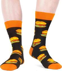 Men's Funny Novelty Crazy Pattern Dress Socks For Gifts - 黑色/藍色/黃色/多色食品-10米 - 查看 5