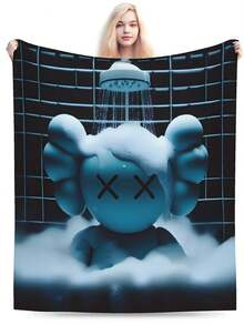 Kawss Kawaii Kaw Anime Flannel Blanket For Girls Boys Anime Gifts Throw Blanket Cozy Plush Flannel Fleece Print Blankets Double-Layer Blanket Lightweight Fuzzy For Bed Decor - 黑色 - 查看 2