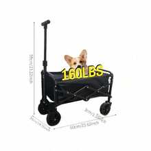 Portable 30" Collapsible Wagon Cart, Heavy Duty Folding Utility Wagon With 360lbs Load, All-Terrain Wheels For Camping, Beach, Garden & Grocery Shopping - 黑色 - 查看 7