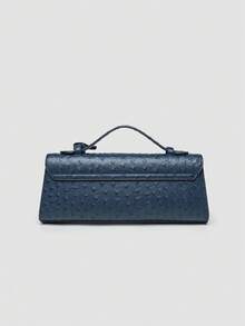 1pc Ostrich Pattern PU Handbag, Multifunctional Shoulder Bag & Crossbody Bag For Women, Suitable For Daily Fashion Matching And Outings, Ideal Choice For Valentine's Day, Comfortable And Fashionable, Stylish Handbag, Personalized Gift Choice, 2025 Accessory, Fashionable Style Suitable For All Occasions, Affordable Luxury Feel, Rebellious Party Bag, Very Suitable For Parties, Weddings, Balls, Dinners/Banquets, Elegant Ladies Bag - 藍色 - 查看 4