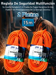 EXTENSION 4 enchufe 3m/5m/7m/15m uso rudo para exterior hogar, cable múltiple resistente intemperie, ideal jardín, eventos, industria - 15 metros--2 piezas - Ver 12