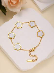 5pcs/Set Minimalist European & American Style Bracelet, Necklace, Ring Jewelry Set For Women, Suitable For Party, Gathering, Daily Wear - Five-piece Set - View 6