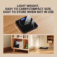 Bathroom Scale, High-Precision Digital Weighing Machine, Compact Size, LED Display, Doctor's Scale With Strong Tempered Glass, 396 Lbs - Black - View 5