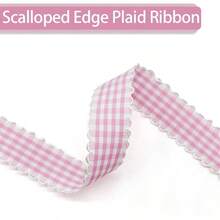 Gingham Plaid Ribbon - 58x20 Yards Polyester Checked Ribbon Wrapping, Flower Bouquets, Wreaths - Home Party Decor Ribbon Pink - Hồng + 5/8" - Xem 3