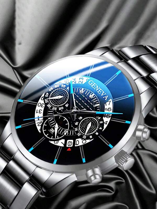 Alloy Men's Quartz Business Casual High-End Silver Color Watch, Stainless Steel Back, Adult Quartz Watch, Sports Outdoor Travel Gift Wristwatch