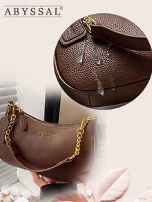 Novachic,1pc Retro Minimalist Hook Decor Adjustable Shoulder Strap Crescent Shape Bag, Suitable For Date, Outing, Party - Brown Messenger Bag 1PC - View 7