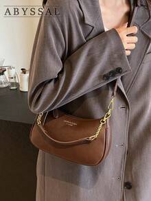 Novachic,1pc Retro Minimalist Hook Decor Adjustable Shoulder Strap Crescent Shape Bag, Suitable For Date, Outing, Party - Brown Messenger Bag 1PC - View 6