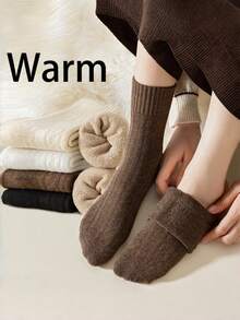 3 Pares/5 Pares - Meias Torcidas Femininas, Meias Grossas e Quentes de Toalha, Meias Resistentes ao Frio, Estilo Universitário Japonês, Meias para Chão