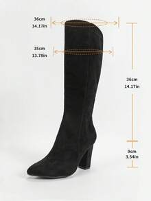 Giày bốt cao đến gối đế dày màu đen có khóa kéo bên hông dành cho nữ, phong cách Âu Mỹ cổ điển, giày bốt mũi nhọn bền và thời trang cho mùa thu/đông, thoải mái và phong cách, phù hợp cho nhiều dịp khác nhau, tiệc tùng - màu đen - Xem 7