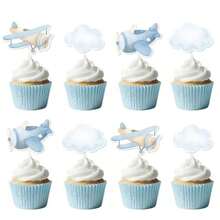 D36Pcs Airplane Cupcake Toppers Airplane Birthday Decorations Blue Plane Cloud Cake Decorations For Boys Girls Plane Aviation Themed Birthday Baby Shower Bridal Shower Wedding Party Plies - như hình ảnh - Xem 1