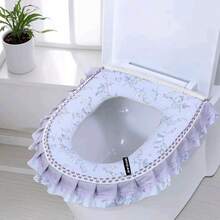 1个亚麻包边防水拉链马桶坐垫，大直径，可水洗，四季皆宜 - 彩色 - 查看 10