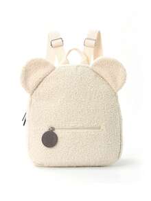 1pc Kids Cute Teddy Bear Ears Backpack, Girls Soft Plush Fleece Mini Backpack With Zipper Pocket, Lightweight Small Bag For Daily Use, Travel Or School - Multicolor - View 15