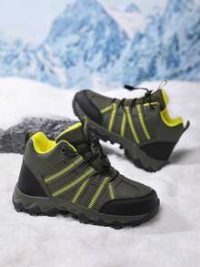 Botas de senderismo antichoque y antideslizantes para niños y niñas para uso al aire libre - Verde militar - Ver 15