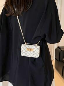 Casual Chain Small Square Crossbody Bag, Fashionable & Charming For Girls