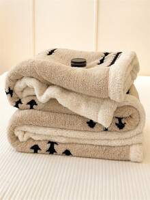 1 pieza Manta de Sherpa bohemia de jacquard, manta de felpa súper suave y acogedora con espina de pescado, adecuada para cama, sofá, sala de estar, Día de la Madre, decoración de dormitorio, manta de aire acondicionado de franela rosa