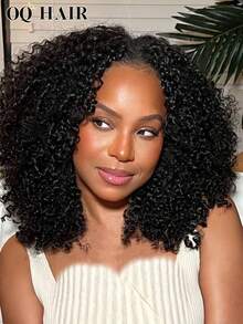 OQ 6x4 Transparent Lace Front Wig, 8-14 Inch Curly & Fluffy Wig, 180% Density, Pre-Plucked & Pre-Cut Lace, Fashion Wig, Natural & Realistic, Human Hair, Easy To Wear, Glueless Wig, Gift Included, Free Shipping, Halloween Costume, Real Hair Wig, Halloween Travel Essential, Y2K & Cool, Holiday & Vacation Must-Have - S1 - View 5