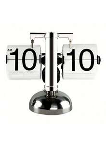 复古翻页钟，桌面钟，翻页数字钟，机械钟，自动翻页钟，电池供电，内置齿轮，适合办公室和家居装饰的翻盖式桌面钟