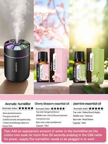 1 x 180毫升车载加湿器，黑色车载空气清新剂，带浪漫彩色氛围灯，黑白两色可选，2种工作模式，自动关机功能，兼容精油，五合一超声波香薰机，5套精油套装，适用于汽车、客厅、卧室、浴室、植物、宠物房、办公室、大房间，需电源适配器 - 黑與白 - 查看 33