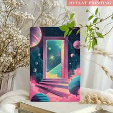 2D Flat 1pc, Cosmic Portal Metal Sign, 8x12 Inch Iron Wall Decor, Fantasy Space Aesthetic, Ideal For Galactic-Themed Rooms And Astronomy Enthusiasts, Unique Gift, Astronaut Decor, Perfect For Room Decor - White - View 7