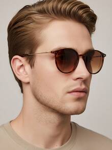 1 Stück modische runde Rahmen Nieten Mode Brille, neuer koreanischer Stil für Männer und Frauen, für den Außenbereich, hochwertige Metallrahmen