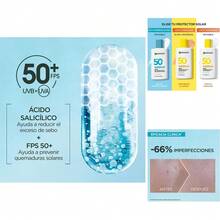 Fluido Facial Solar Anti Oleosidad con Vitamina, SPF 50, Textura Invisible y Ligera - 40ml - Fluido - Ver 2