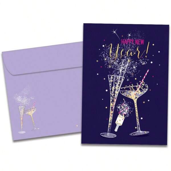 New Year 10 Pack With Matching Envelopes  Friendly Made In USA 100%  Paper 5"X7" Year Of Celebration HB54454