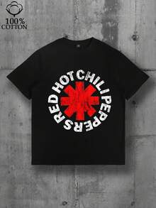 EWHRed Hot Chili Peppers Distressed Women's Black Cute Women's Tops With Unique Front Design, Perfect For Summer - 黑色 - 查看 2