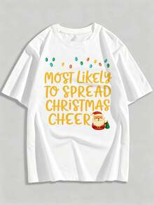 PLUS SIZE Christmas Cheer Santa TShirt Combed Cotton Soft Touch Slim Fit Basic – Autumn Essential - White - View 2