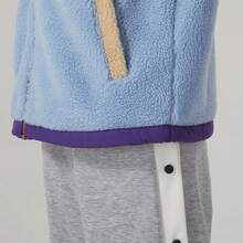 Adidas Women's Fleece Jacket Coat, Thickened Warm Short Top, Casual Fashion Korean Style Loose, Windproof Outdoor Sports Jacket - Blue - View 3