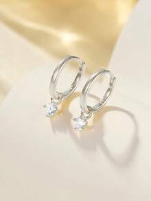 1 Pair S925 Sterling Silver Cubic Zirconia Dangle Earrings, Women's Pendant Earrings Made Of S925 Silver And Synthetic Cubic Zirconia, Shiny Brilliance, Hypoallergenic, Perfect For Parties, Holidays, Christmas And Thanksgiving