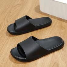 Pantuflas suaves y cómodas para parejas, pantuflas de baño, pantuflas diarias, sandalias de playa de unicolor, pantuflas antideslizantes para interiores unisex, negro - Gris - Ver 7